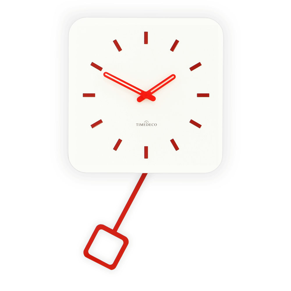 사각 추 벽시계 - 레드 (SQUARE PENDULUM Wall Clock - Red)